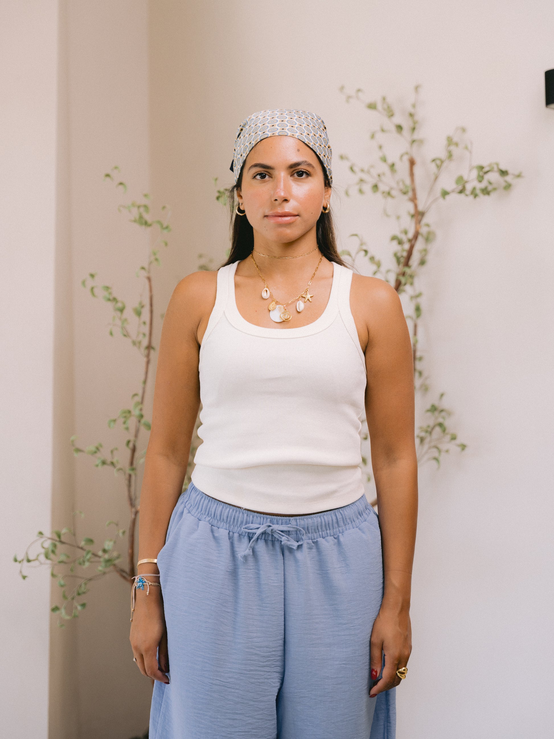White  U Shape Tank Top
