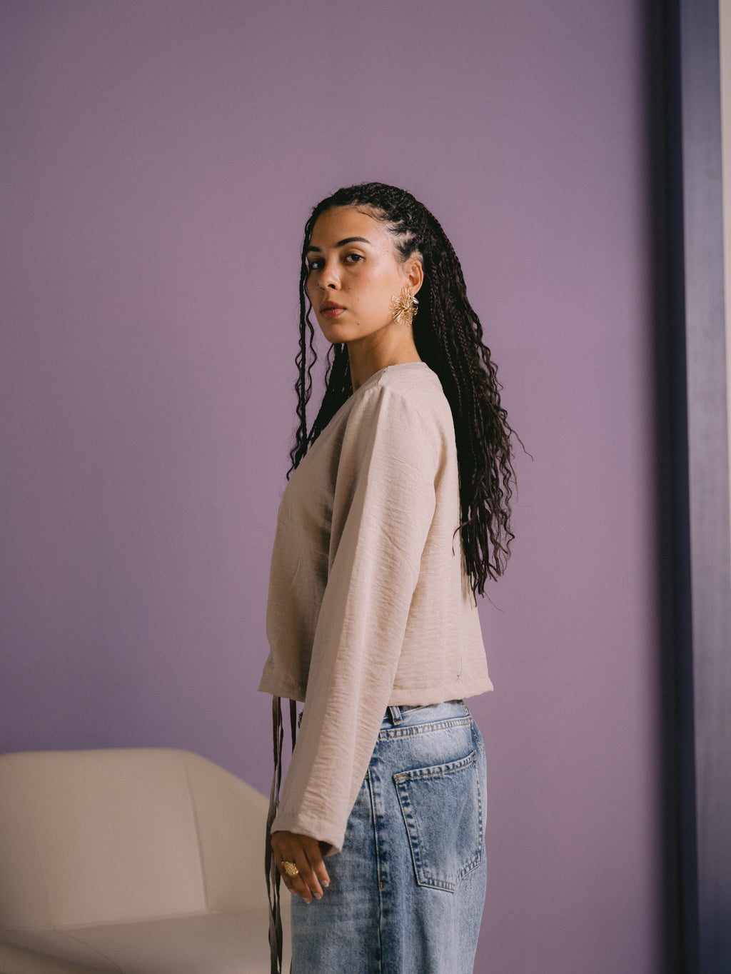 Beige Breeze Tie Top