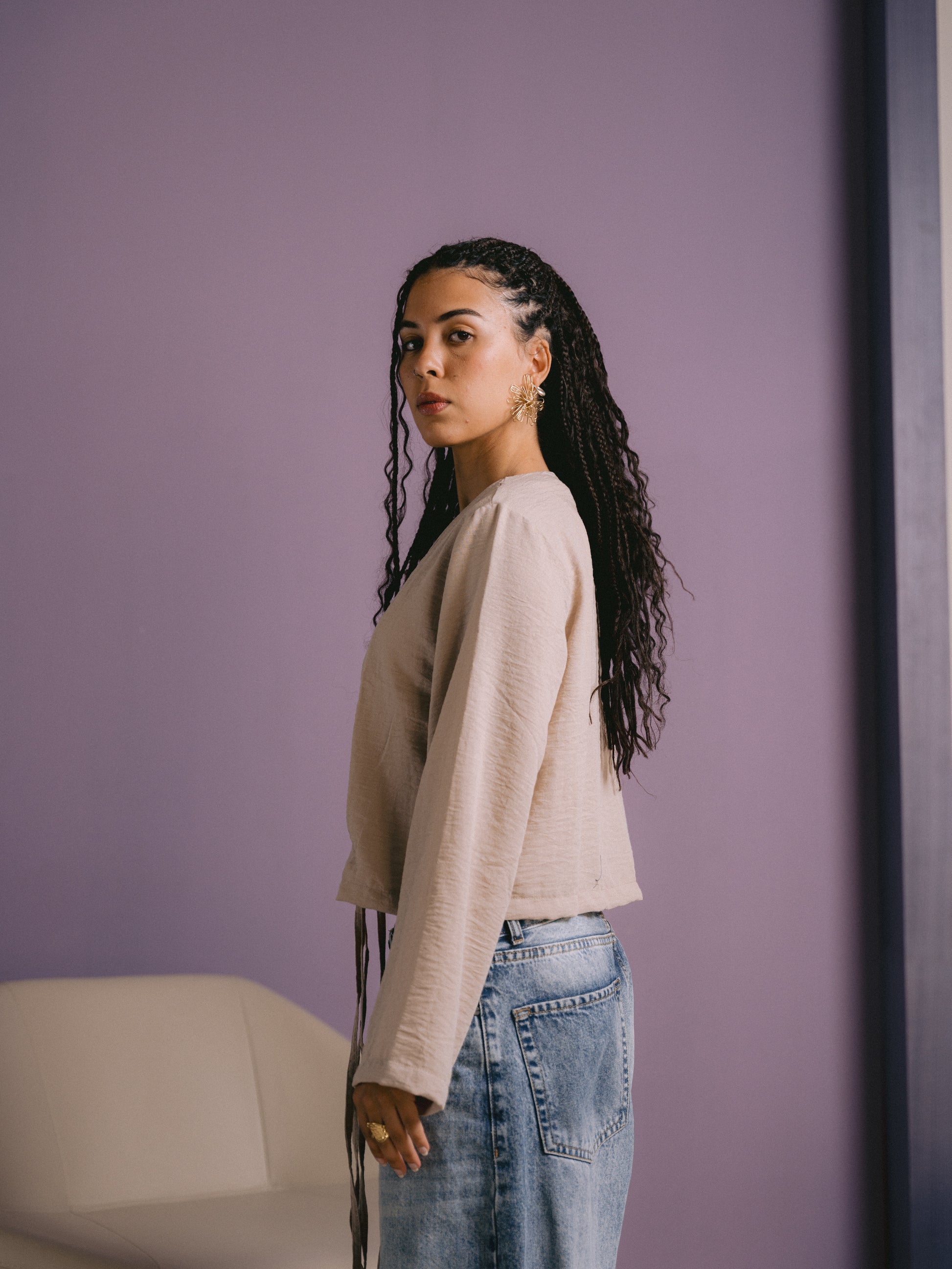 Beige Breeze Tie Top