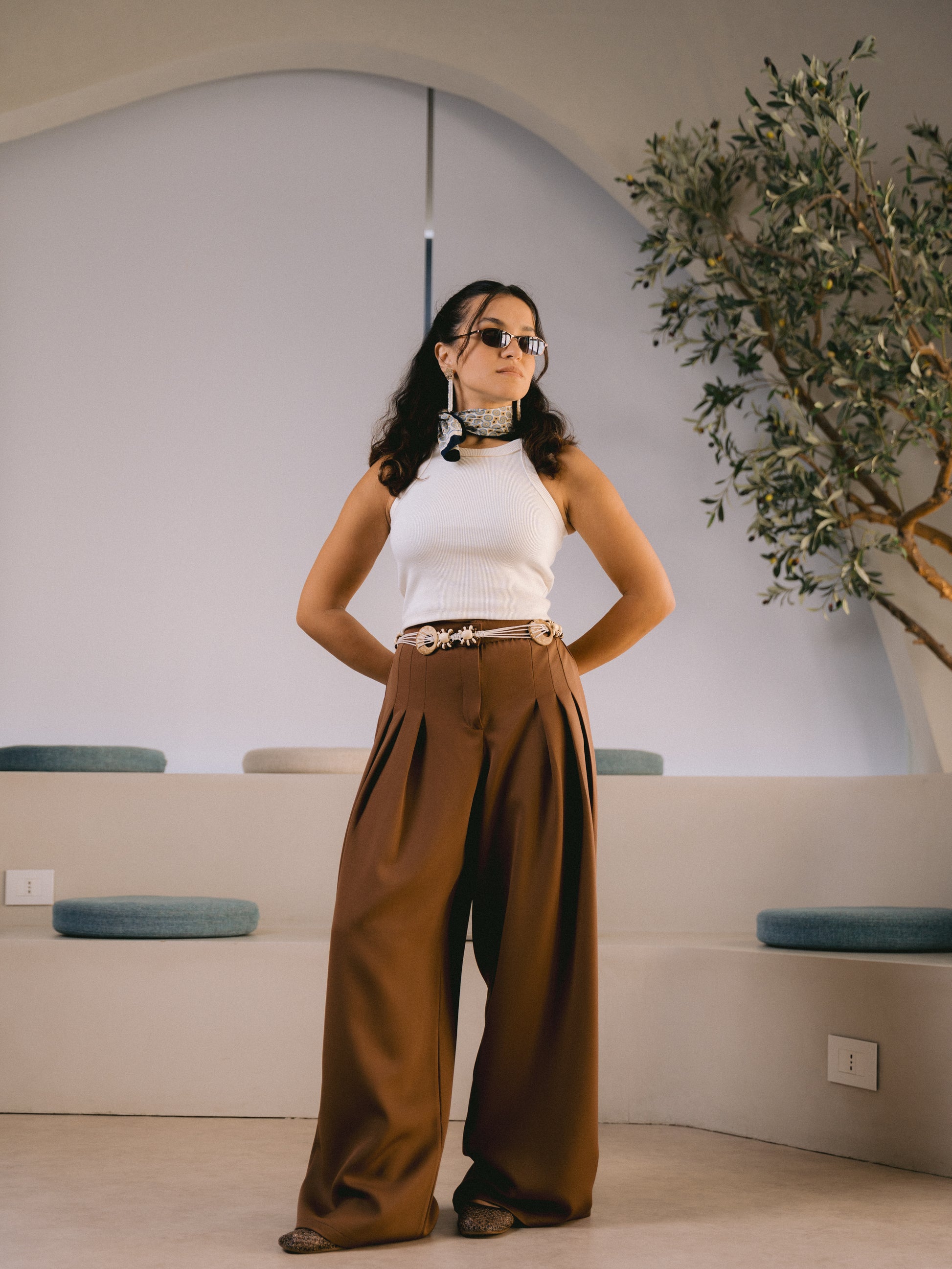 Brown Flowline Pants
