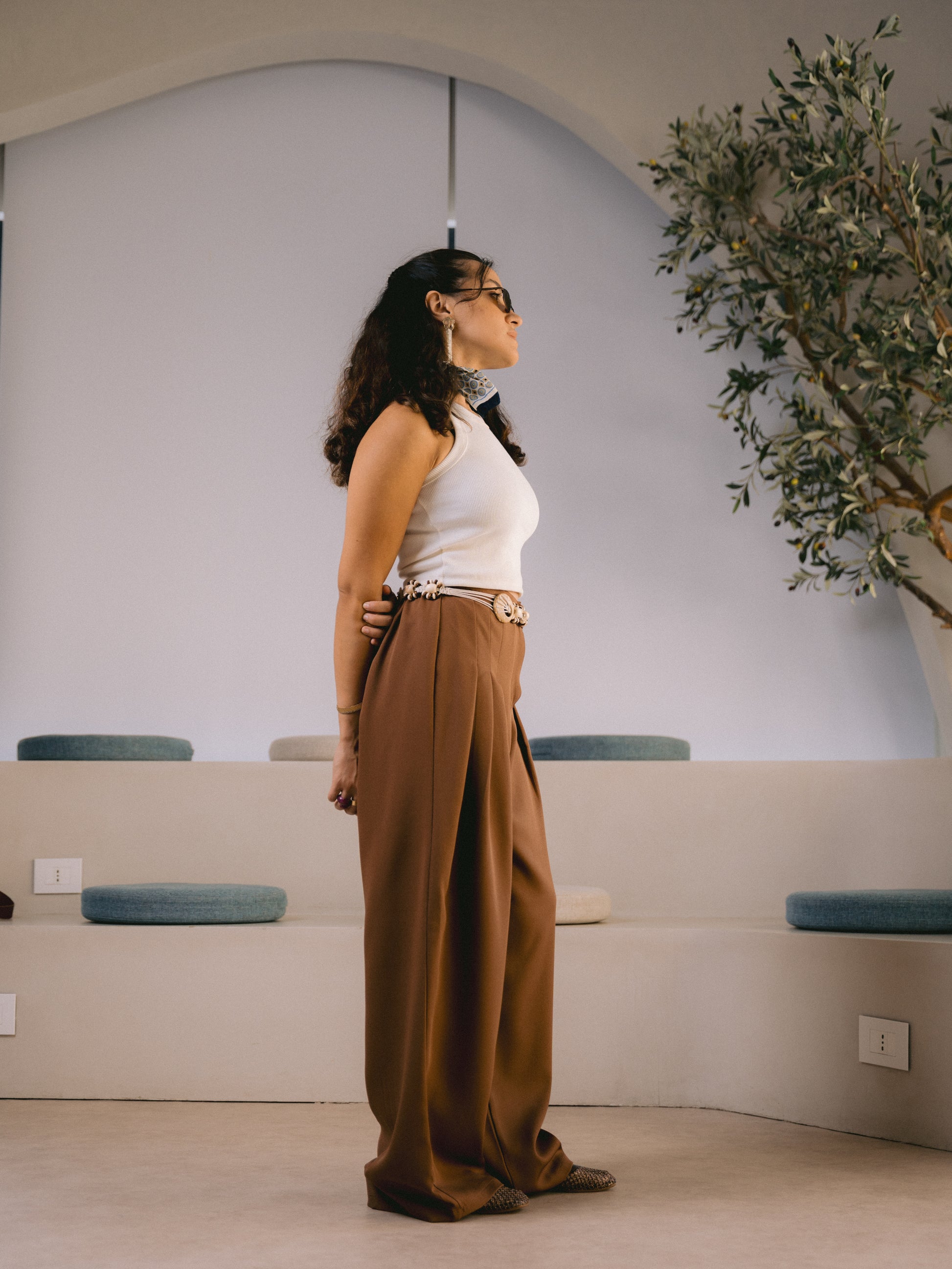 Brown Flowline Pants