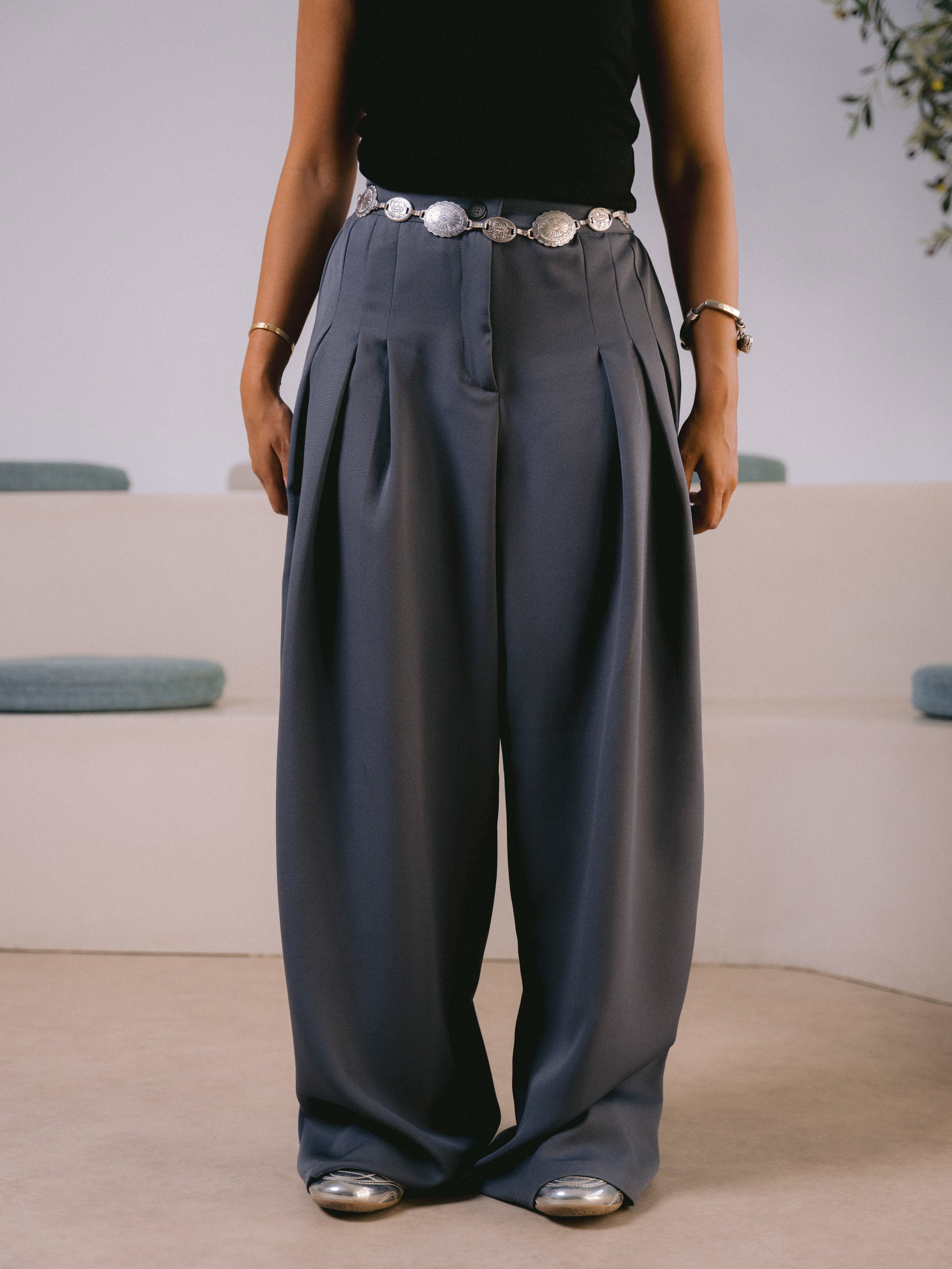 Grey Flowline Pants
