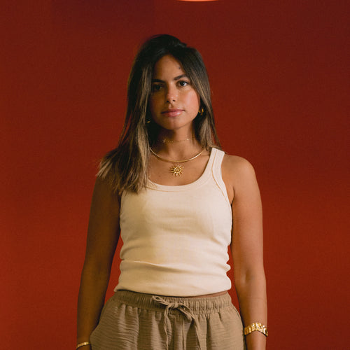Beige U Shape Tank Top