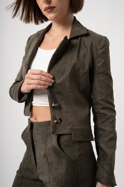 Olive Green Suede Blazer