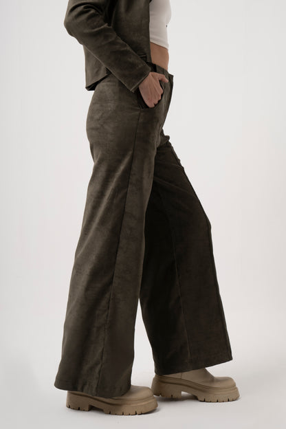 Olive Green Suede Pants