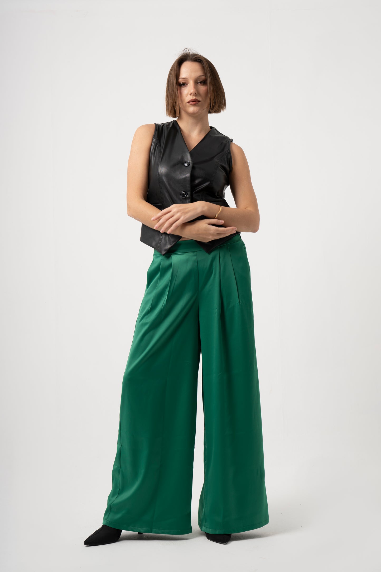 Green Satin Pants