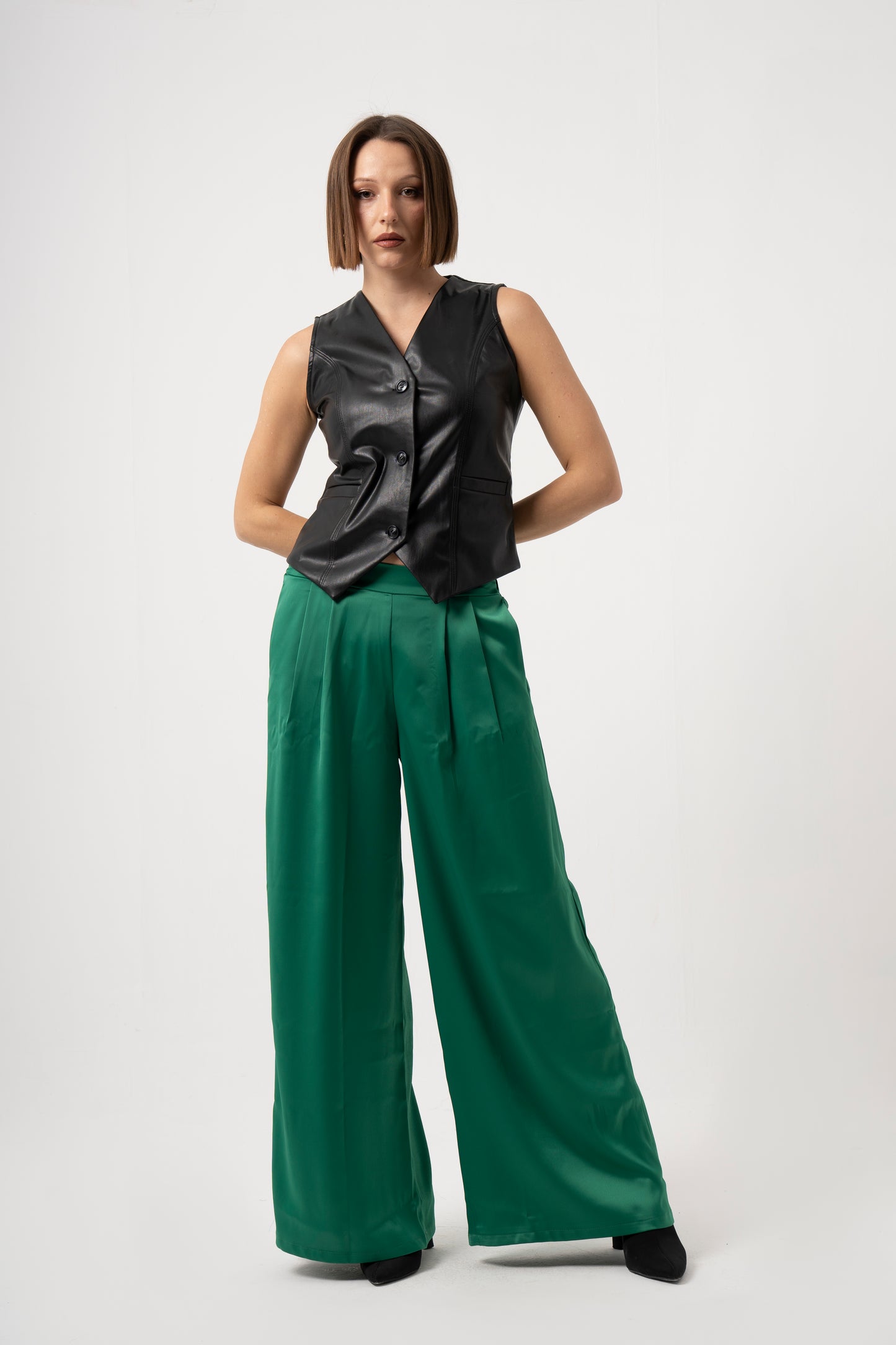 Green Satin Pants