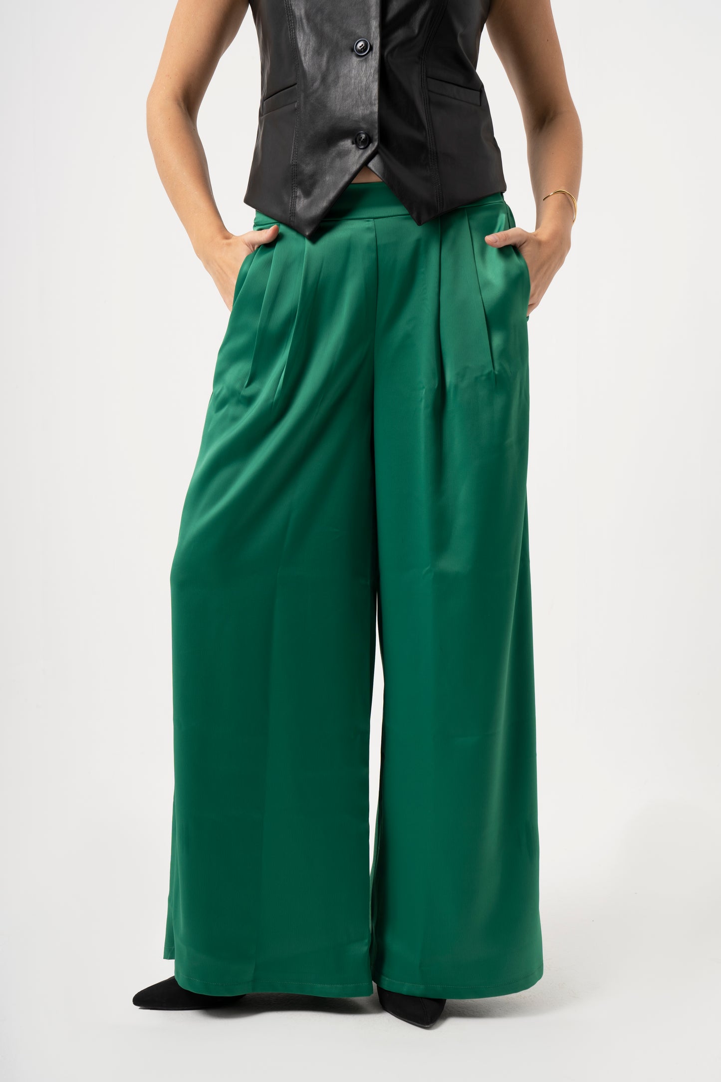 Green Satin Pants