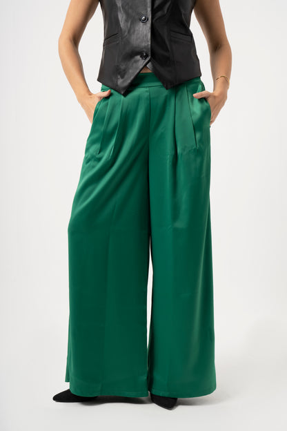 Green Satin Pants