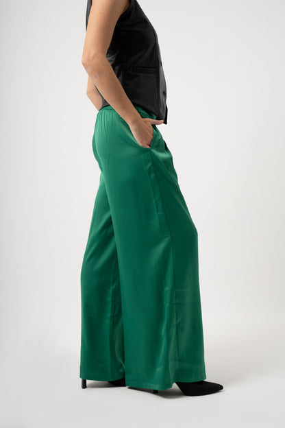 Green Satin Pants