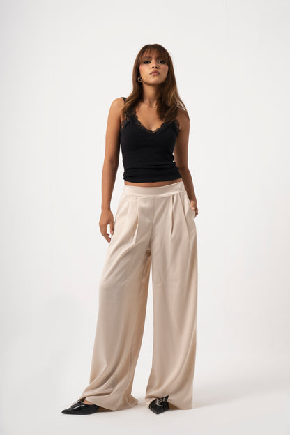 Beige Satin Pants