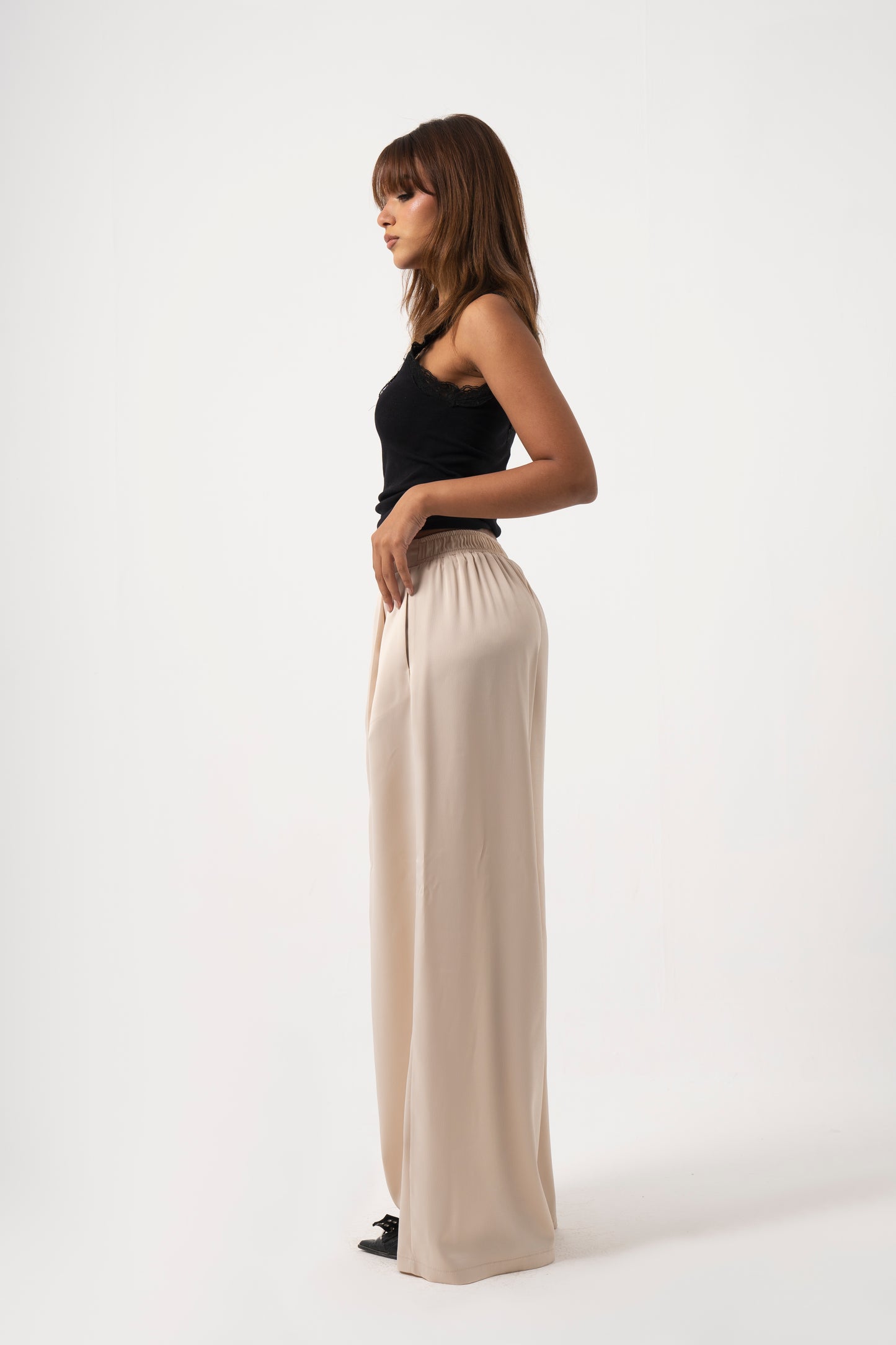 Beige Satin Pants