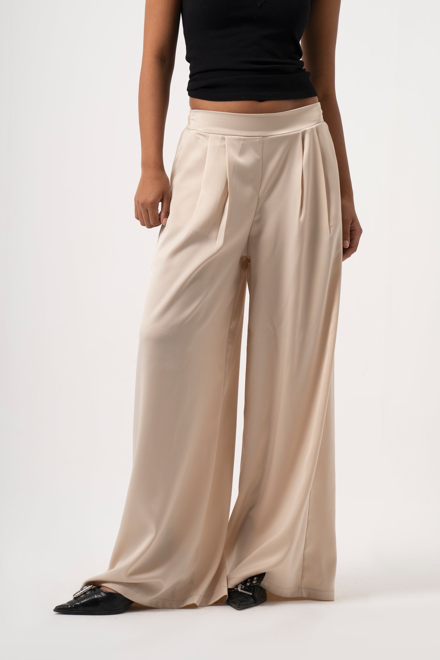 Beige Satin Pants