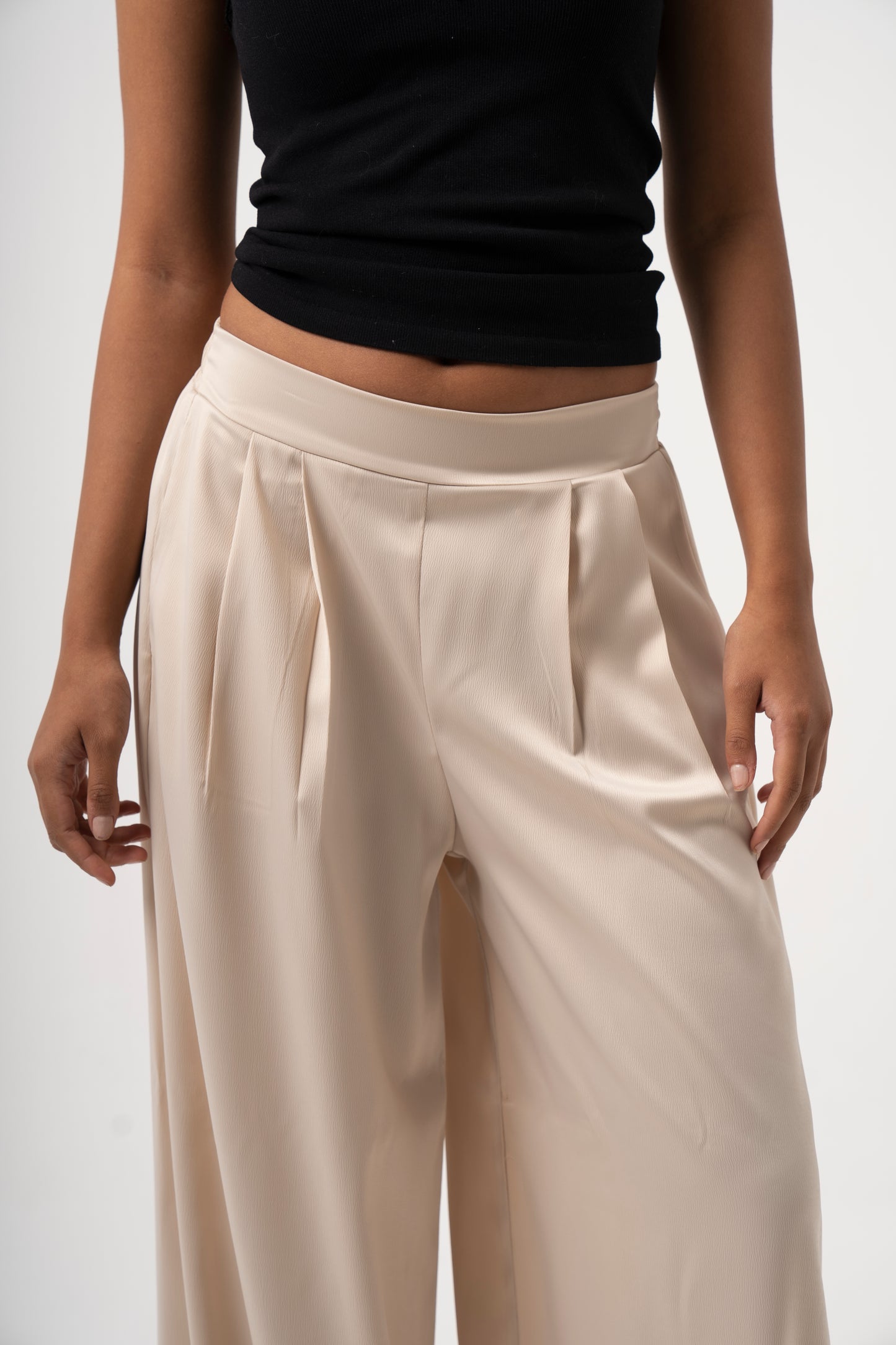 Beige Satin Pants