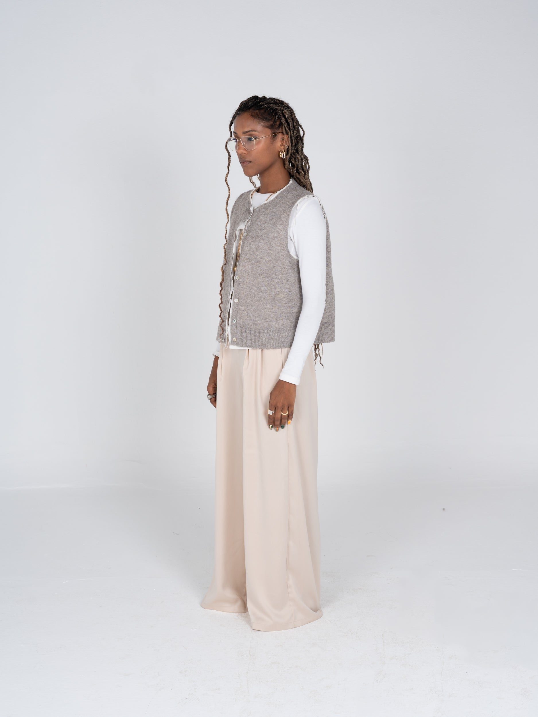 Beige Satin Pants