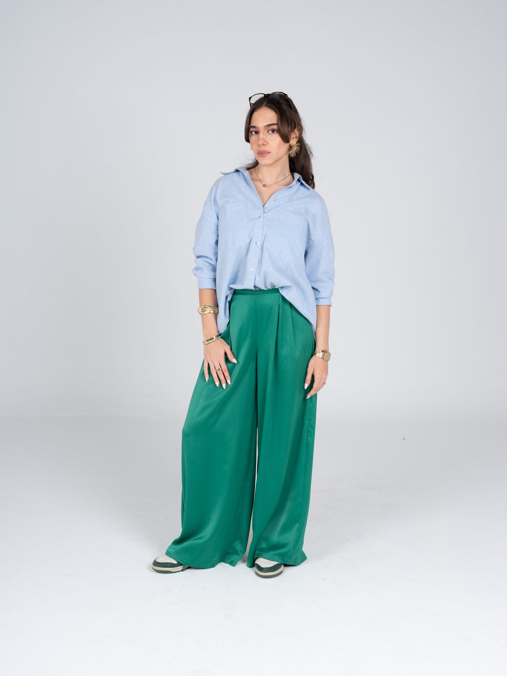 Green Satin Pants