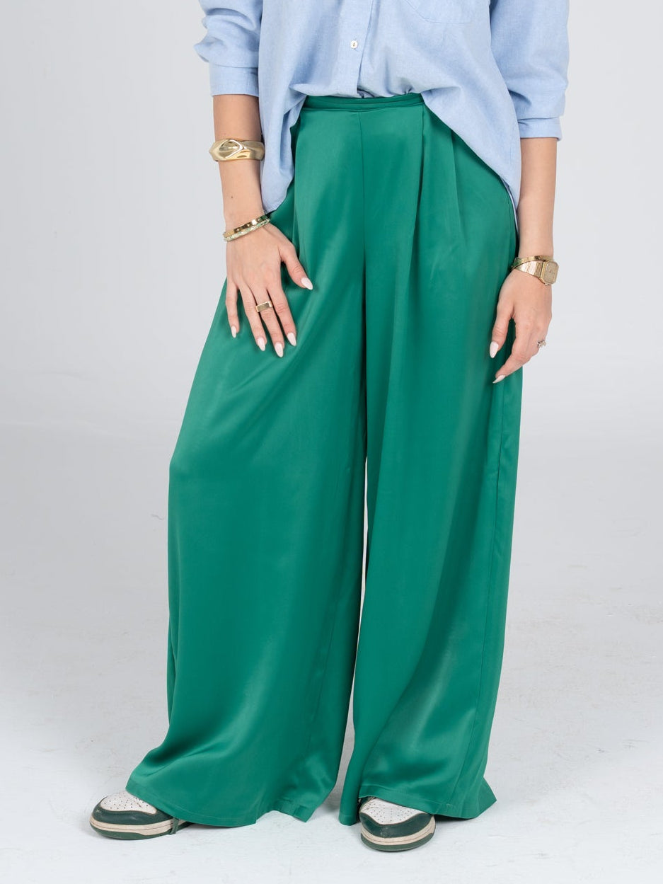 Green Satin Pants