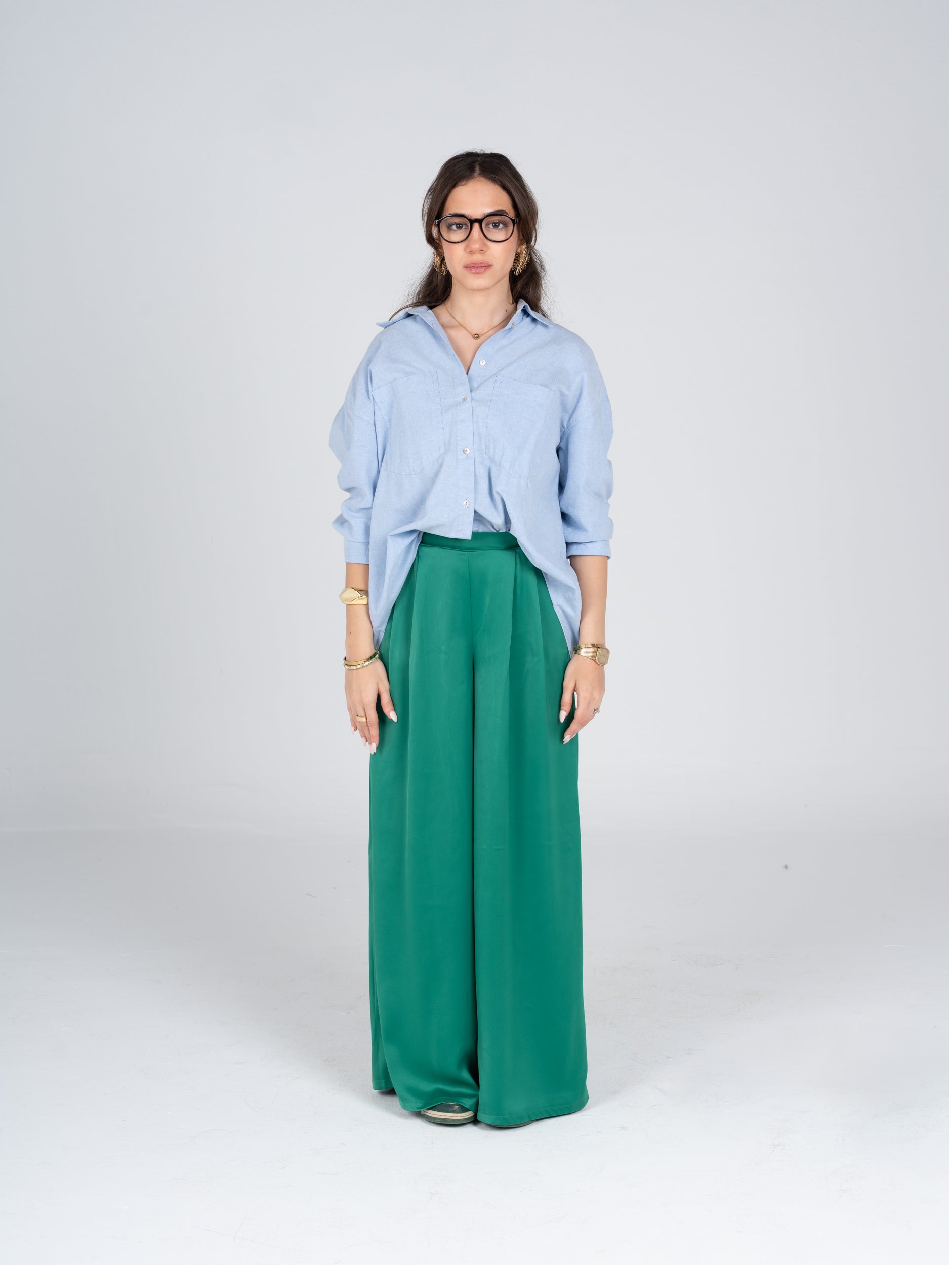 Green Satin Pants
