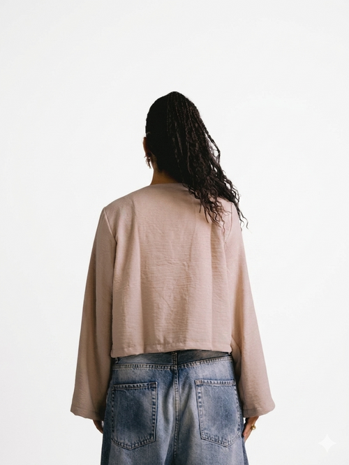 Beige Breeze Tie Top