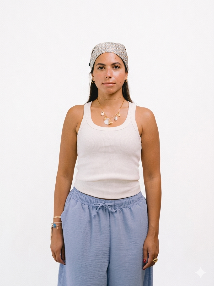 White  U Shape Tank Top