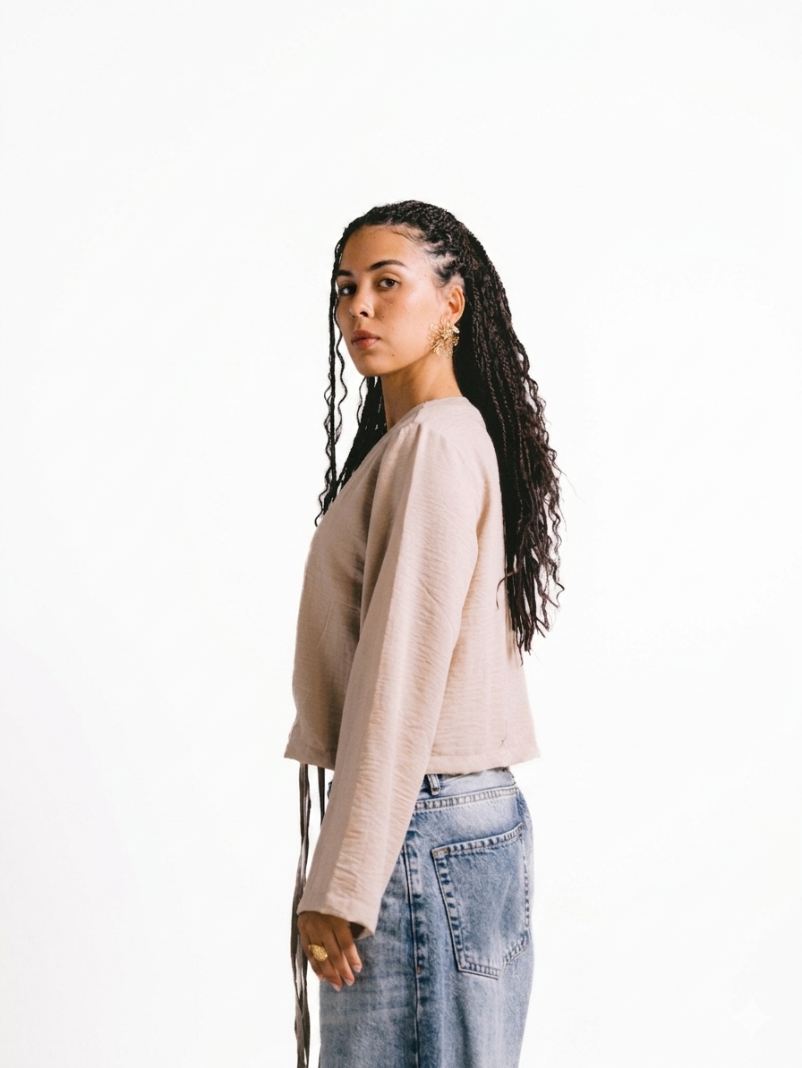 Beige Breeze Tie Top