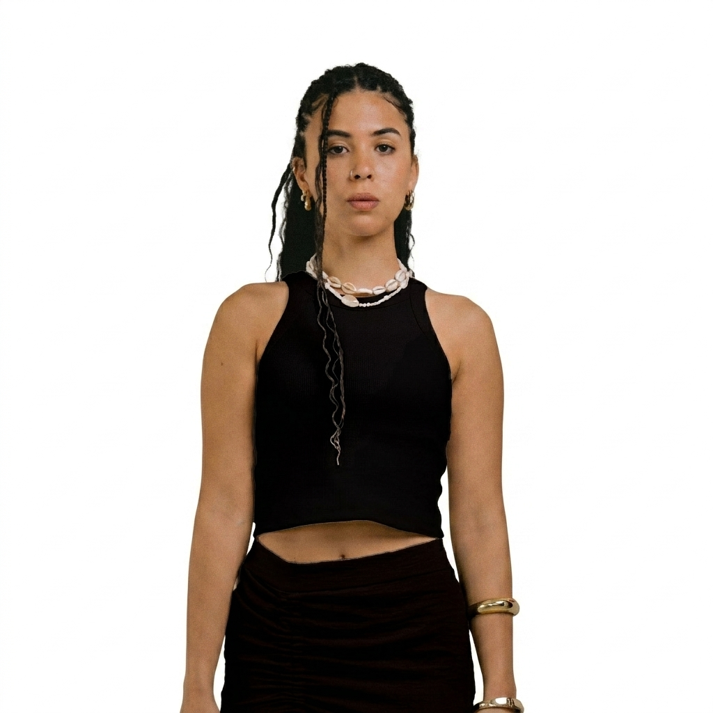 Black Round Neck Tank Top