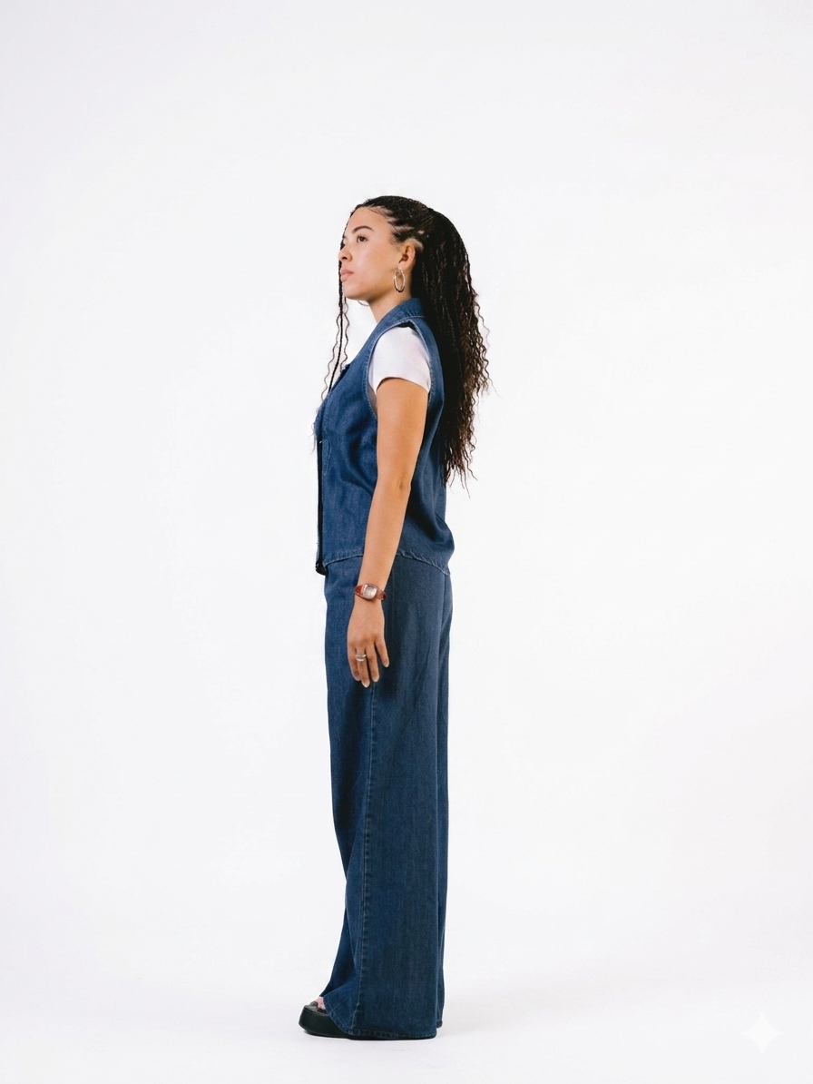 Structured Blend Denim Vest